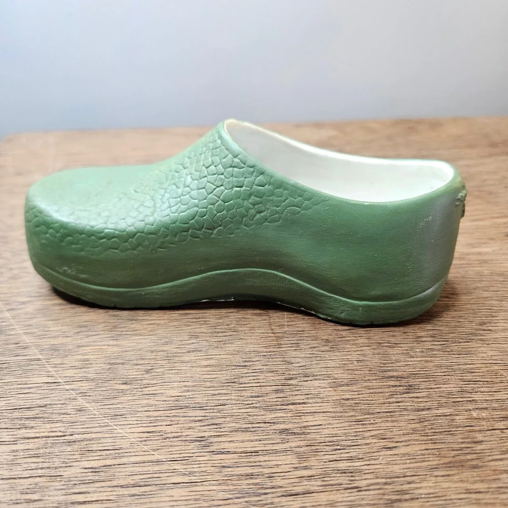 Berkshire Ivy Gardens Green Ceramic Clog Garden Shoe Planter Trinket‎ Dish